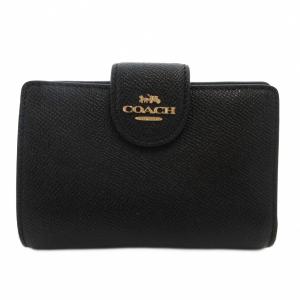 二つ折り財布 コンパクトウォレット ロゴ L字ファスナー レザー 黒 ブラック /GV GY06