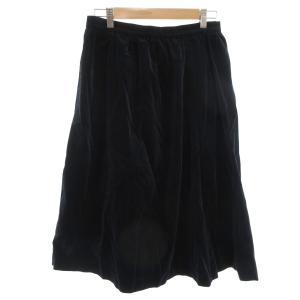 MARGARET HOWELL フレアスカート ひざ丈 2 紺 ネイビー 無地 Aライン /KR GY06