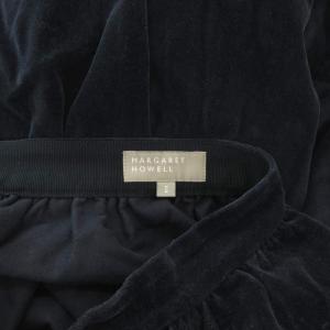 MARGARET HOWELL フレアスカート ひざ丈 2 紺 ネイビー 無地 Aライン /KR GY06