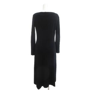 SPORTMAX CODE ワンピース ロング M 黒 ブラック シアー切り替えネック 長袖 無地 /KR GY06