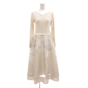 ワンピース 36 長袖 マキシ ロング ニット 切替 アイボリー /AE GY06