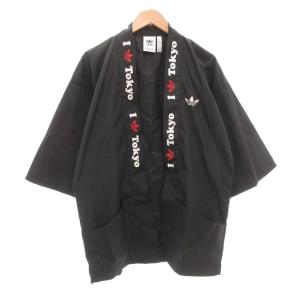 美品 法被 ジャケット XL ロゴ プリント 黒 ブラック /AE GY06