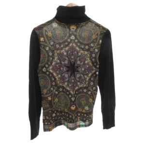 ETRO ニット セーター タートルネック 総柄 長袖 46 黒マルチカラー /FF GY06