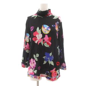 チュニック カットソー ハイネック 花柄 40 黒系 マルチカラー /UO GY06