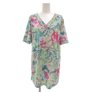 チュニック カットソー 花柄 半袖 42 グレー系 マルチカラー /UO GY06