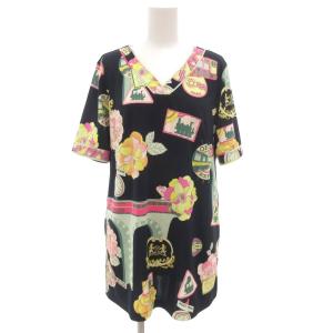 チュニック カットソー 半袖 40 紺 ネイビー マルチカラー /UO GY06