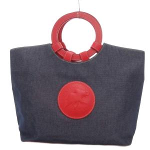 トートバッグ ハンドバッグ デニム レザー切替 インディゴブルー /UO GY06
