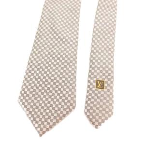 LOUIS VUITTON ネクタイ 絹 シルク ダミエパターン グレー系 /UO GY06