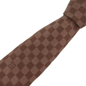 ネクタイ 絹 シルク ダミエパターン 茶 ブラウン /UO GY06