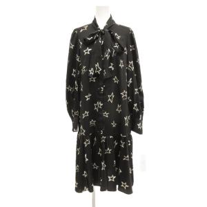 タグ付き ワンピース ひざ丈 長袖 星柄 36 黒 ブラック /JS GY06