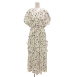 ワンピース 38 白 ホワイト 花柄 Vネック 半袖 /ML GY12