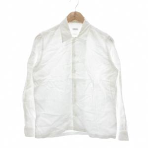 シャツ S 白 ホワイト 麻 リネン 長袖 /NU GY12