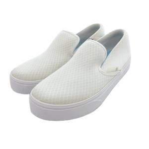 タグ付き スリッポン スニーカー 24.5cm 白 オフホワイト 格子柄 厚底 /TZ GY12