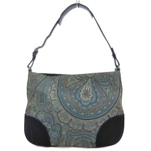 ワンショルダー ハンドバッグ ブルー系 ペイズリー柄 切替 /UO GY12