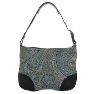 COACH ワンショルダー ハンドバッグ ブルー系 ペイズリー柄 切替 /UO GY12