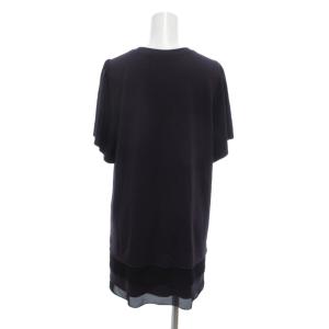Leilian ワンピース チュニック 11 紫 パープル ラウンドネック 半袖 ギャザー ティアードデザイン /NU