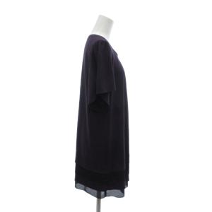 Leilian ワンピース チュニック 11 紫 パープル ラウンドネック 半袖 ギャザー ティアードデザイン /NU