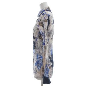 NARA CAMICIE シャツ ブラウス 長袖 総柄 花柄 青 ブルー /AE GY06