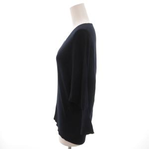 dama collection 美品 ニット 絹 シルク 2 紺 ネイビー 無地 Vネック 長袖 /SJ GY06