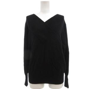 ニット セーター ウール 38 黒 ブラック 長袖 Vネック リブ編みVネック /SC GY06