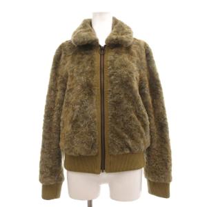 ファーブルゾン ブラウン系 フェイクファー 長袖 ジップアップ /ML GY06