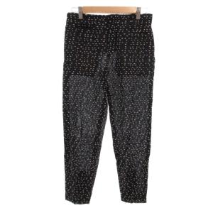 パンツ スラックス 34 黒 ブラック ドット柄 プリーツ加工 /KR GY06