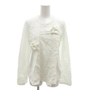 コムコム カットソー M 白 ホワイト 長袖 ラウンドネック 花モチーフ AD2011 /SJ GY06