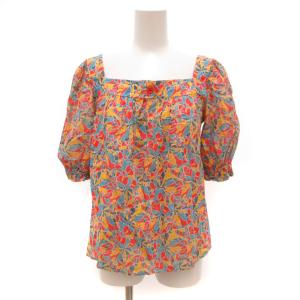 PARIS ブラウス カットソー 花がら 赤 レッド 黄 イエロー 青 ブルー /JS GY06
