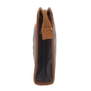 BALENCIAGA クラッチバッグ セカンドバッグ レザー切替 紺 ネイビー 茶 ブラウン /JS GY06