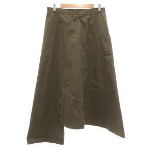 Born Product ヨウジヤマモト 変形スカートパンツ アシンメトリー コットンツイル 2 カーキ系