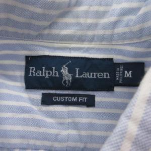 RALPH LAUREN ボタンダウンシャツ BD M 長袖 ストライプ 水色 ライトブルー /AE GY06