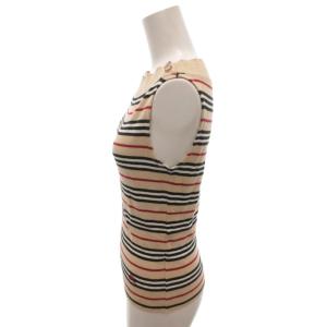 BURBERRY LONDON 美品 カットソー M マルチカラー ボーダー柄 ノースリーブ 肩ボタン FB594-285 /HW GY06
