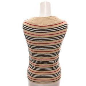BURBERRY LONDON 美品 カットソー M マルチカラー ボーダー柄 ノースリーブ 肩ボタン FB594-285 /HW GY06