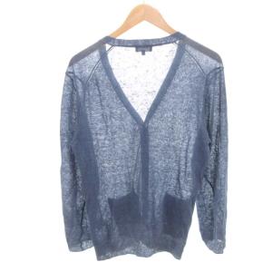 MARGARET HOWELL 美品 カーディガン ニット 麻 リネン M 青 ブルー Vネック 長袖 ボタン付き /SJ GY06