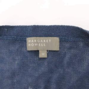 MARGARET HOWELL 美品 カーディガン ニット 麻 リネン M 青 ブルー Vネック 長袖 ボタン付き /SJ GY06