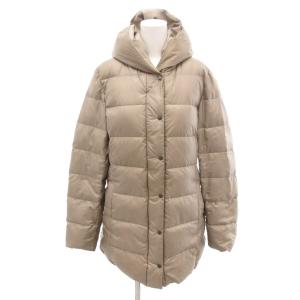 美品 ダウンコート 40 ベージュ フード付き キルティング 長袖 ミドル丈 /SJ GY06
