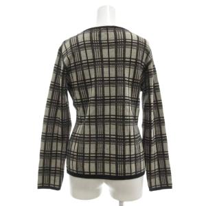 BURBERRY LONDON カーディガン ウール チェック柄 Vネック ジップアップ L 黒 ブラック /ML GY06