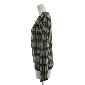 BURBERRY LONDON カーディガン ウール チェック柄 Vネック ジップアップ L 黒 ブラック /ML GY06
