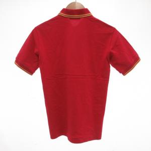 FRED PERRY ポロシャツ S 半袖 ロゴ 刺繍 鹿の子 赤 レッド /AE GY12