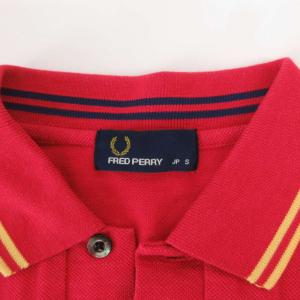 FRED PERRY ポロシャツ S 半袖 ロゴ 刺繍 鹿の子 赤 レッド /AE GY12