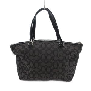 COACH ハンドバッグ C1581 ダークブラウン シグネチャー柄 ジップポケット チャーム付き /HW GY12