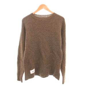 ワッフルニット セーター ウール クルーネック 2 茶 ブラウン 202MADT-KNM02 /YJ GY12