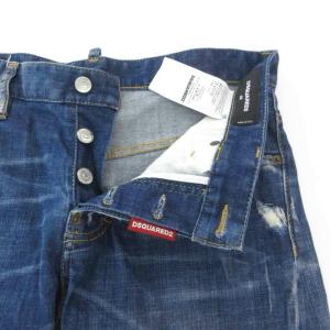 DSQUARED2 デニムパンツ ジーンズ 48 ボタンフライ ダメージ加工 クラッシュ インディゴブルー /NU GY12