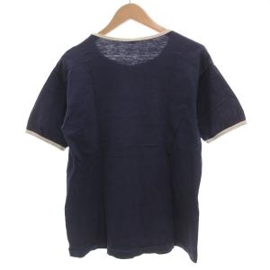 WAREHOUSE Tシャツ L 半袖 リンガー プリント 紺 ネイビー /AE GY12