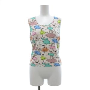 ノースリーブ Tシャツ ピンク マルチカラー イタリア製 バレリーナ柄 ラウンドネック /SX GY06