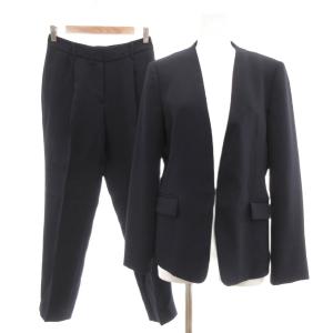 セットアップ ジャケット パンツ M 黒 ブラック ノーカラー 長袖