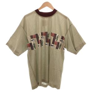 タグ付き イタリア製 Tシャツ 半袖 M クルーネック プリント カーキ ボルドー /KB GY06