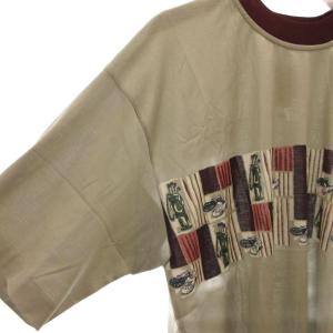 dunhill タグ付き イタリア製 Tシャツ 半袖 M クルーネック プリント カーキ ボルドー /KB GY06