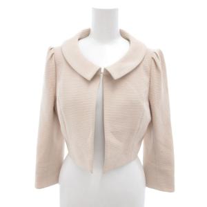 美品 ボレロ ジャケット 1 白 ホワイト ラウンドカラー 七分袖 凹凸織り柄 /IL GY06