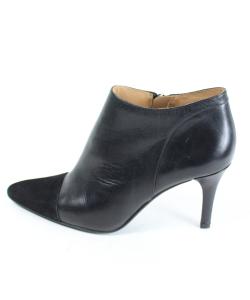 ブーティ レザー 切替 スエード ハイヒール 黒 37